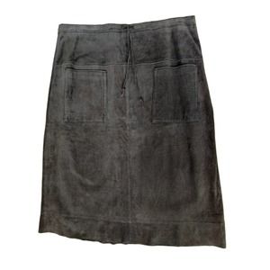 Massini genuine Leather Suede Brown Midi Rustic Washable Skirt Size 14